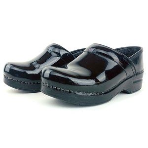 Dansko Womens Clogs Black Patent Leather Shoes